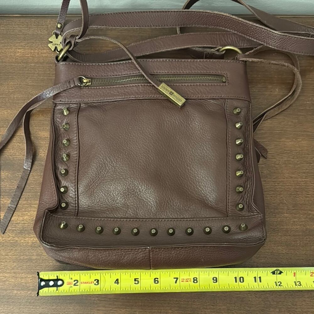 Lucky Brand Dixie Brown Leather Crossbody Studded Bag Boho Western - Picture 8 of 10